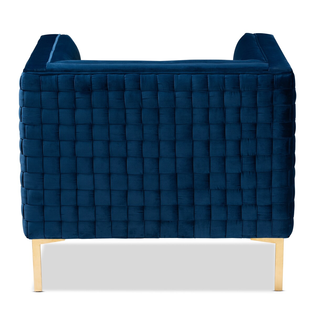 Seraphin Glam and Luxe Navy Blue Velvet Fabric Upholstered Gold Finished Armchair