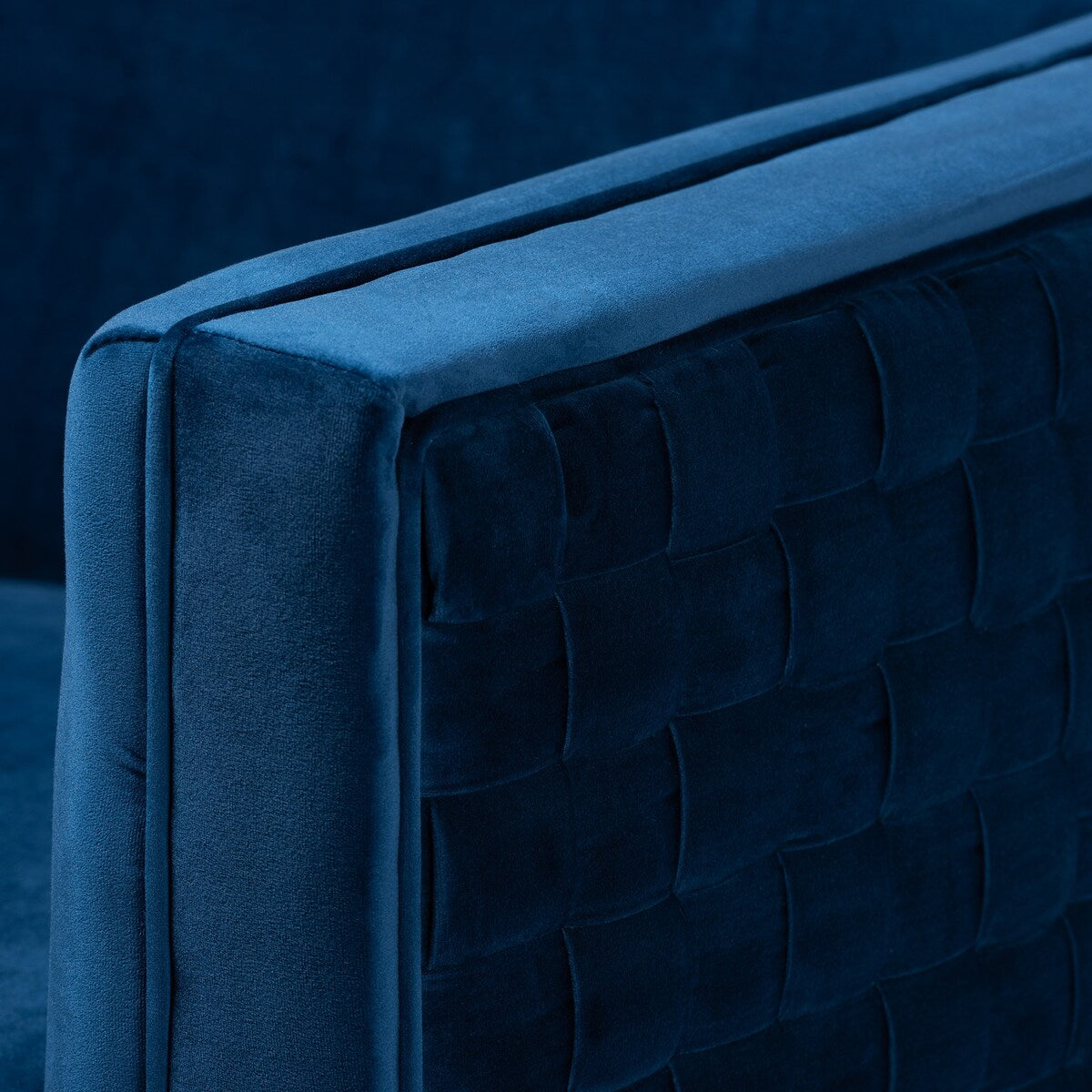 Seraphin Glam and Luxe Navy Blue Velvet Fabric Upholstered Gold Finished Armchair