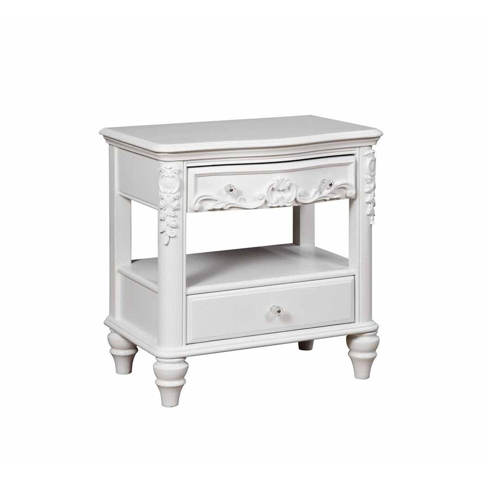 Seraphina White 2-piece Storage Bedroom Set with Nightstand