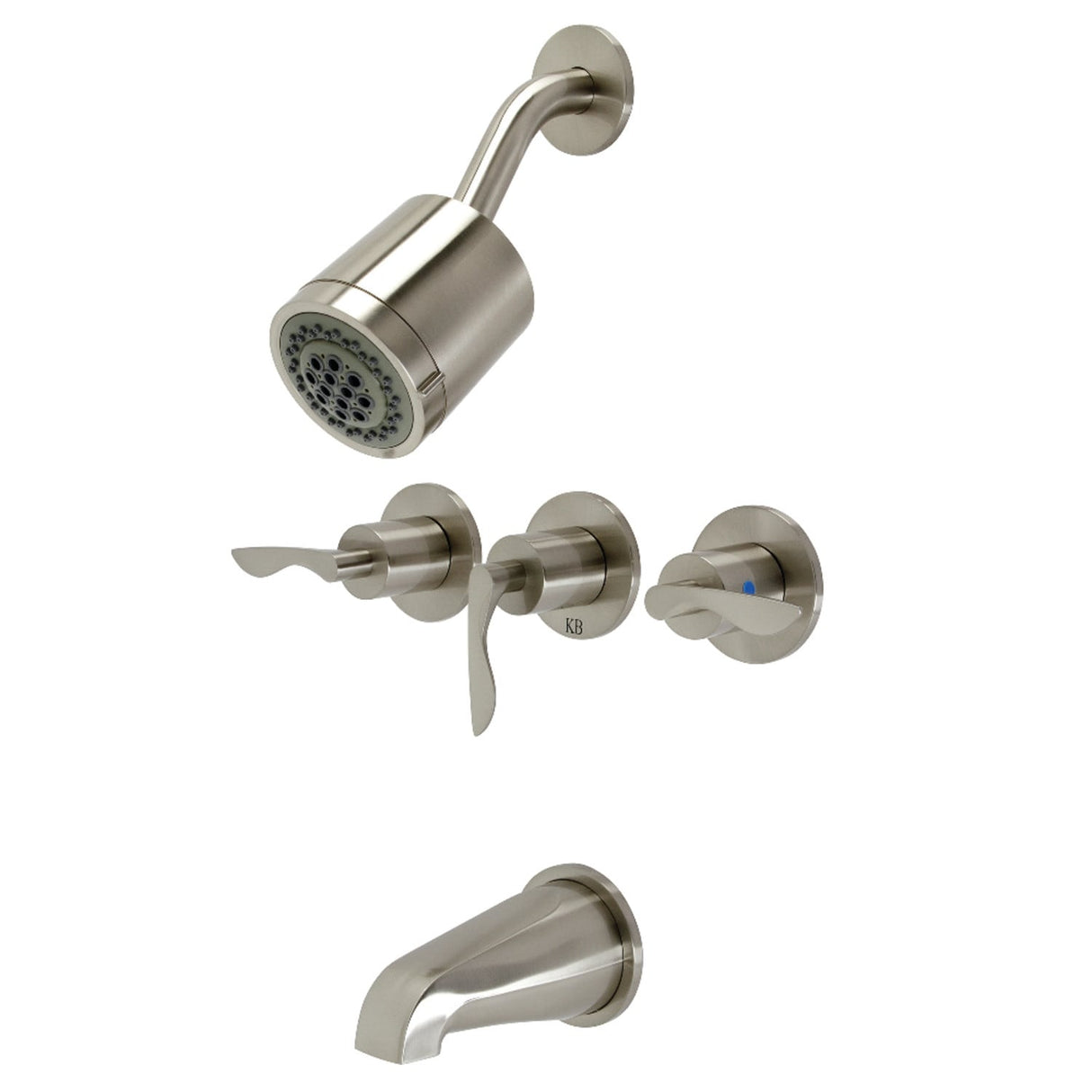 Kingston Brass Serena Three-Handle Tub and Shower Faucet