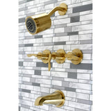 Kingston Brass Serena Three-Handle Tub and Shower Faucet