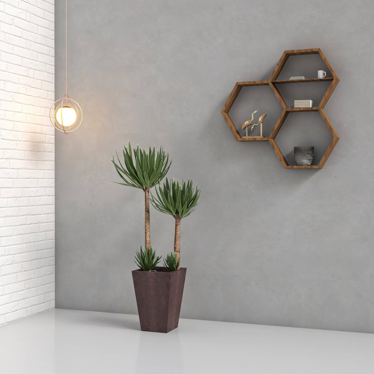Serene Fiberstone and Clay Tapered Square Plant Pot with Drainage Holes For Indoor Outdoor Home Office Patio Porch Garden Decor