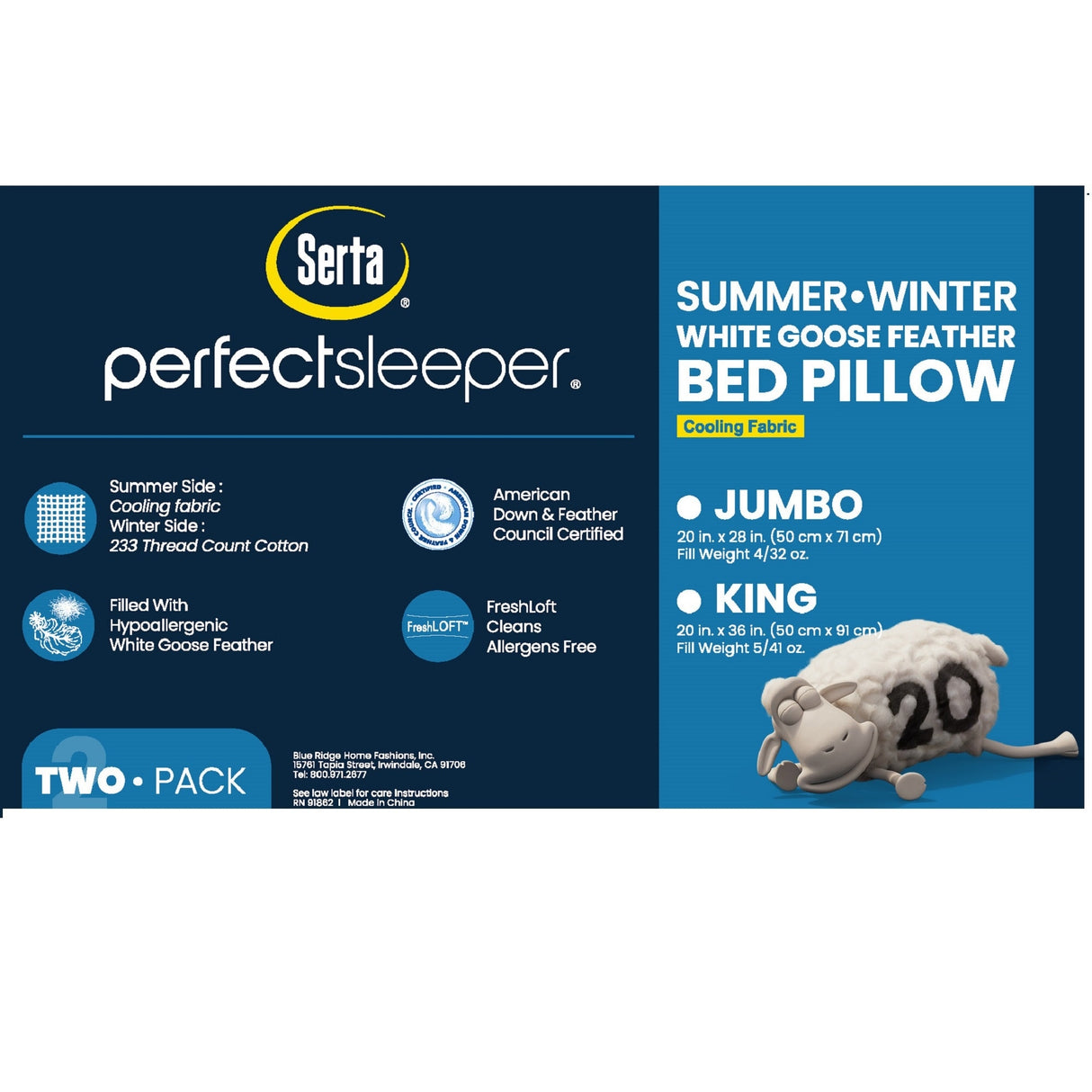 Serta Summer / Winter White Goose Feather Pillow (Set Of 2)