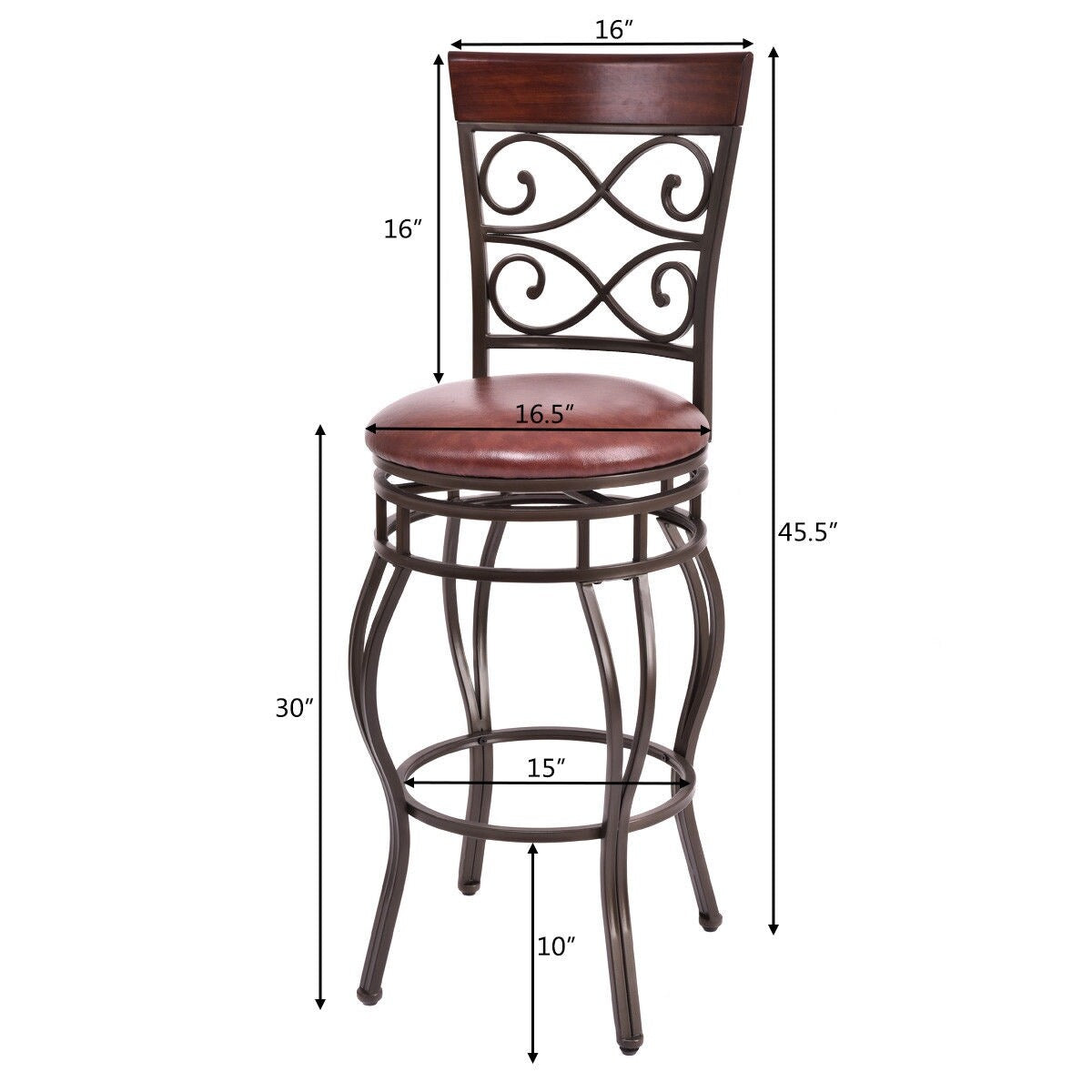 Set Of 2 Vintage Bar Stools 30in Swivel Padded Seat Bistro Dining Kitchen Pub Chair - Set of 2