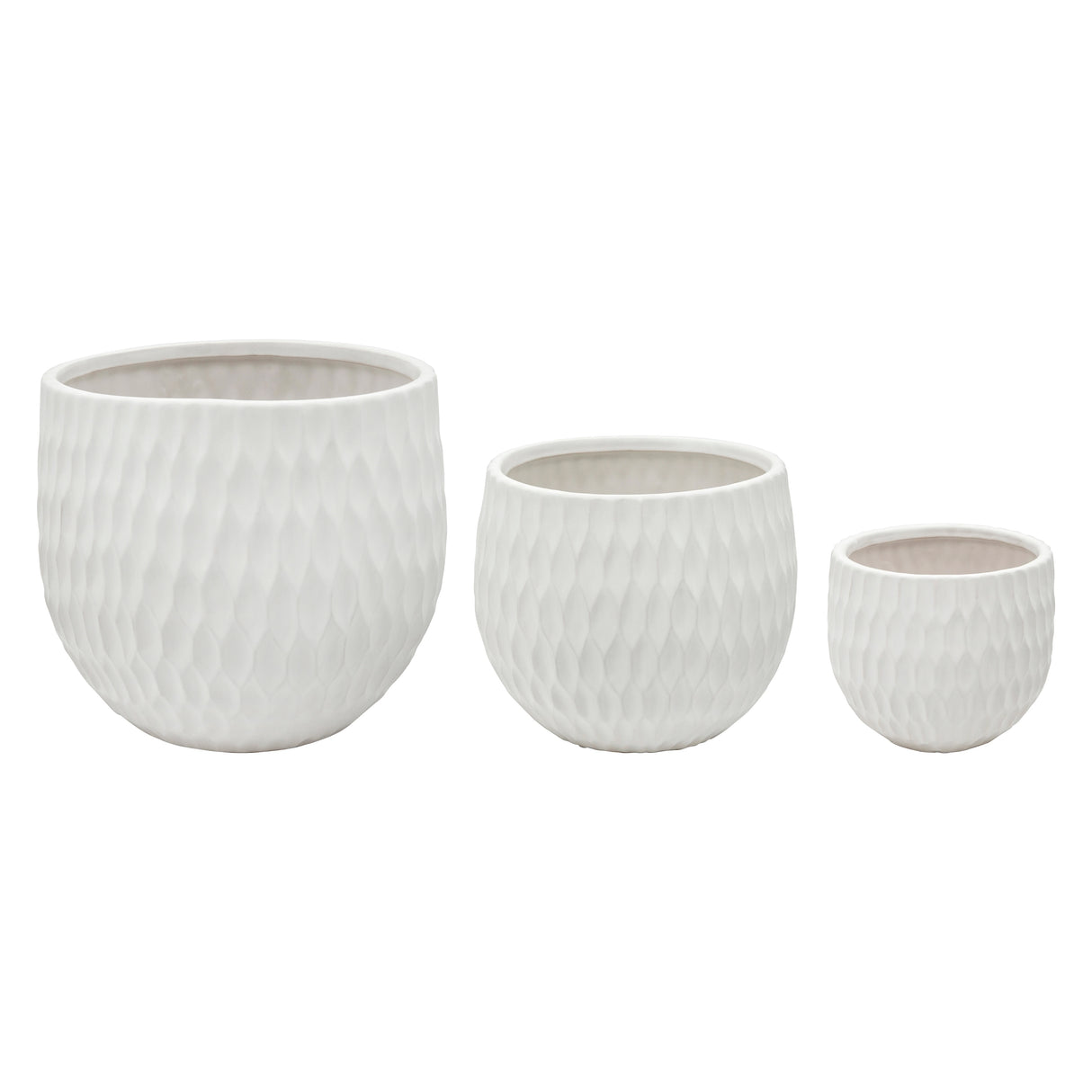 Sagebrook Home Neutral Matte White Ceramic Planters, Set of 3 - 9" x 9" x 8"