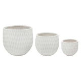 Sagebrook Home Neutral Matte White Ceramic Planters, Set of 3 - 9" x 9" x 8"
