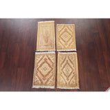 Set of 4 Hand Made Vintage Distressed Hamedan Persian Floral Area Rugs - 1'11" X 1'2"