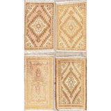Set of 4 Hand Made Vintage Distressed Hamedan Persian Floral Area Rugs - 1'11" X 1'2"