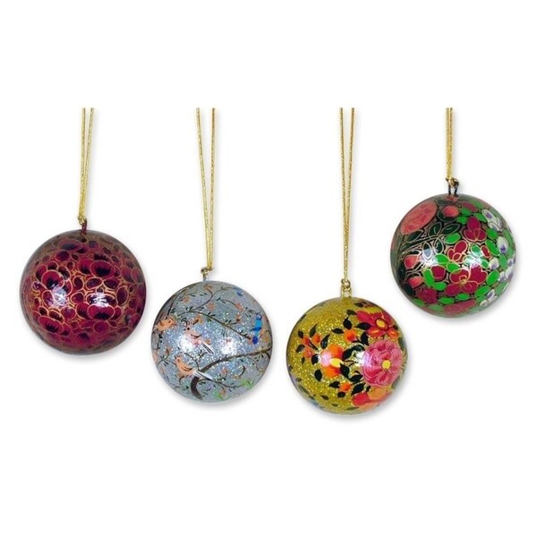 Set Of 4 Joyful Symphony Holiday Ornaments Handmade in (India)