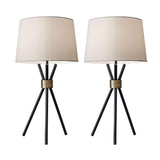 Sagebrook Home Modern Black Set of 2 22" Metal Tripod Table Lamps, Black - 13.0" x 13.0" x 22.0"