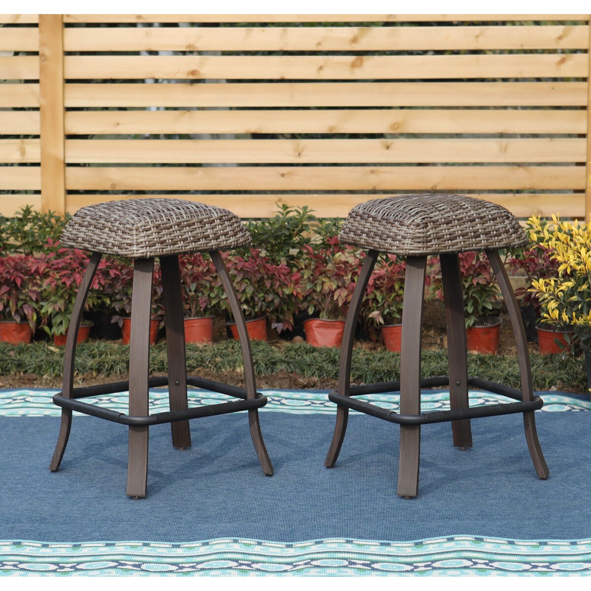 Set of 2/4/6 Outdoor 29.5" Backless Wicker Bar Stools