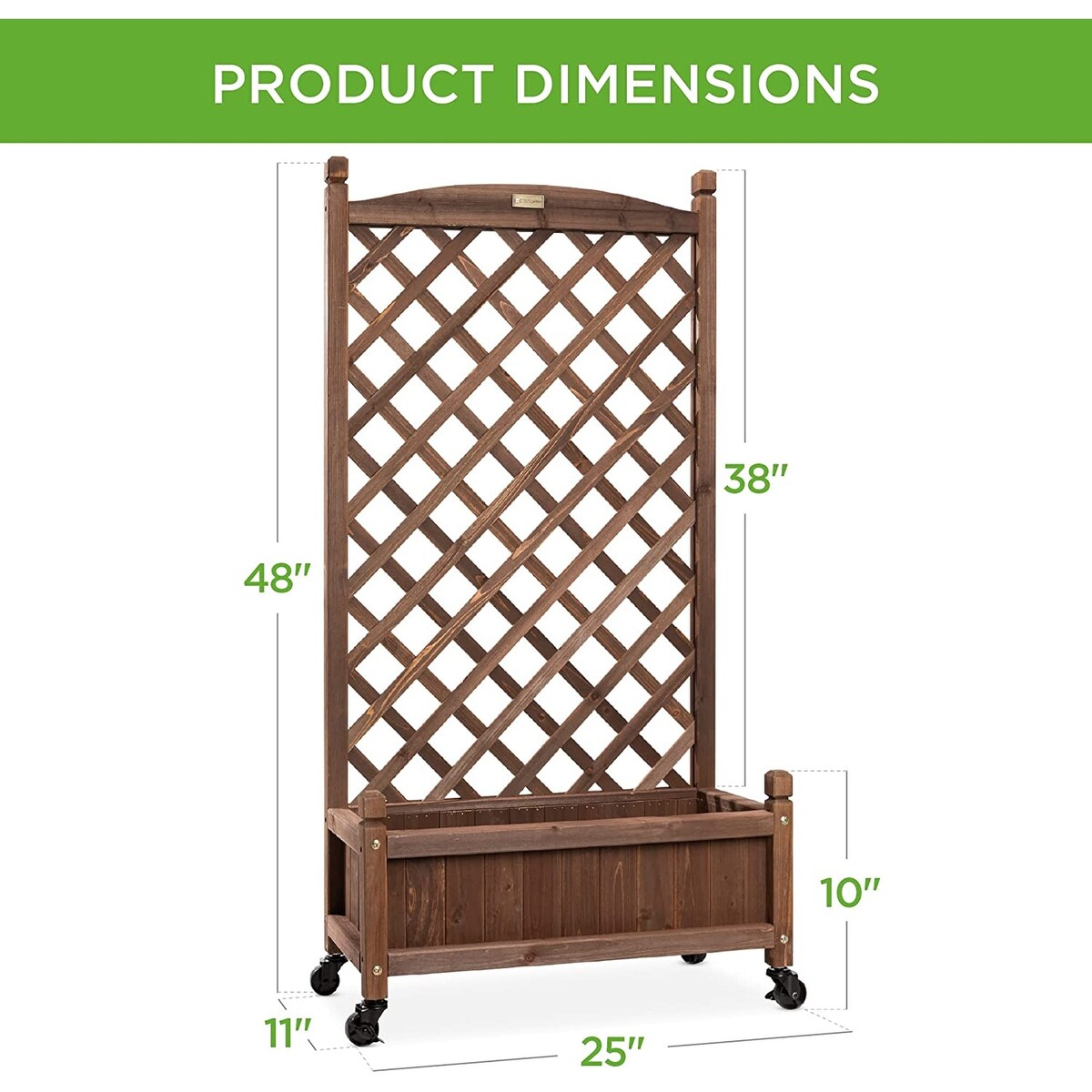Set of 2 48" Wooden Planter Boxes and Diamond Trellis