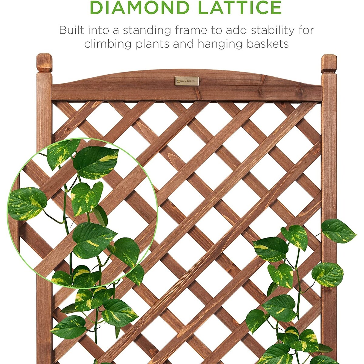 Set of 2 48" Wooden Planter Boxes and Diamond Trellis