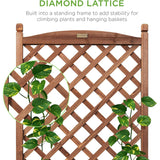 Set of 2 48" Wooden Planter Boxes and Diamond Trellis