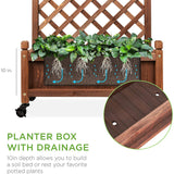 Set of 2 48" Wooden Planter Boxes and Diamond Trellis