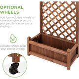 Set of 2 48" Wooden Planter Boxes and Diamond Trellis
