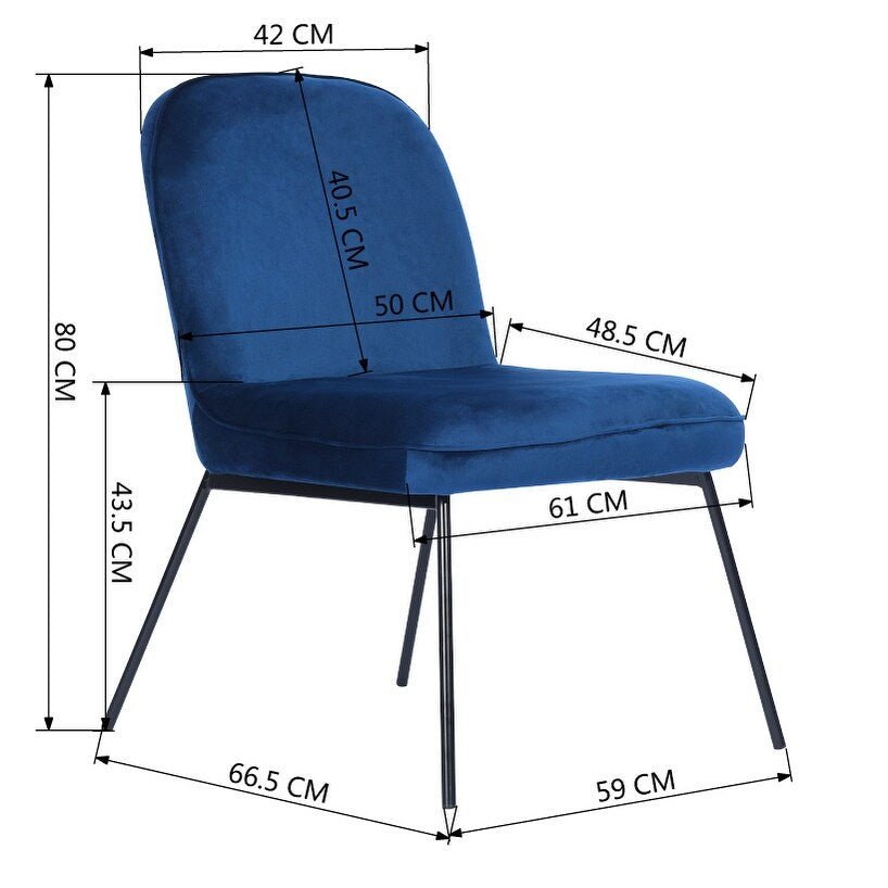 Set of 2 Accent Chair Soft Velvet Leisure Chair Upholstered Dining Chair with Backrest Armrest,Dark Blue