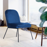 Set of 2 Accent Chair Soft Velvet Leisure Chair Upholstered Dining Chair with Backrest Armrest,Dark Blue