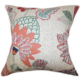 Set of 2 Ahna Floral Throw Pillows in Mint Red