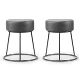 Set of 2 Amie Grey Backless Dining Chair with Gunmetal Grey Frame