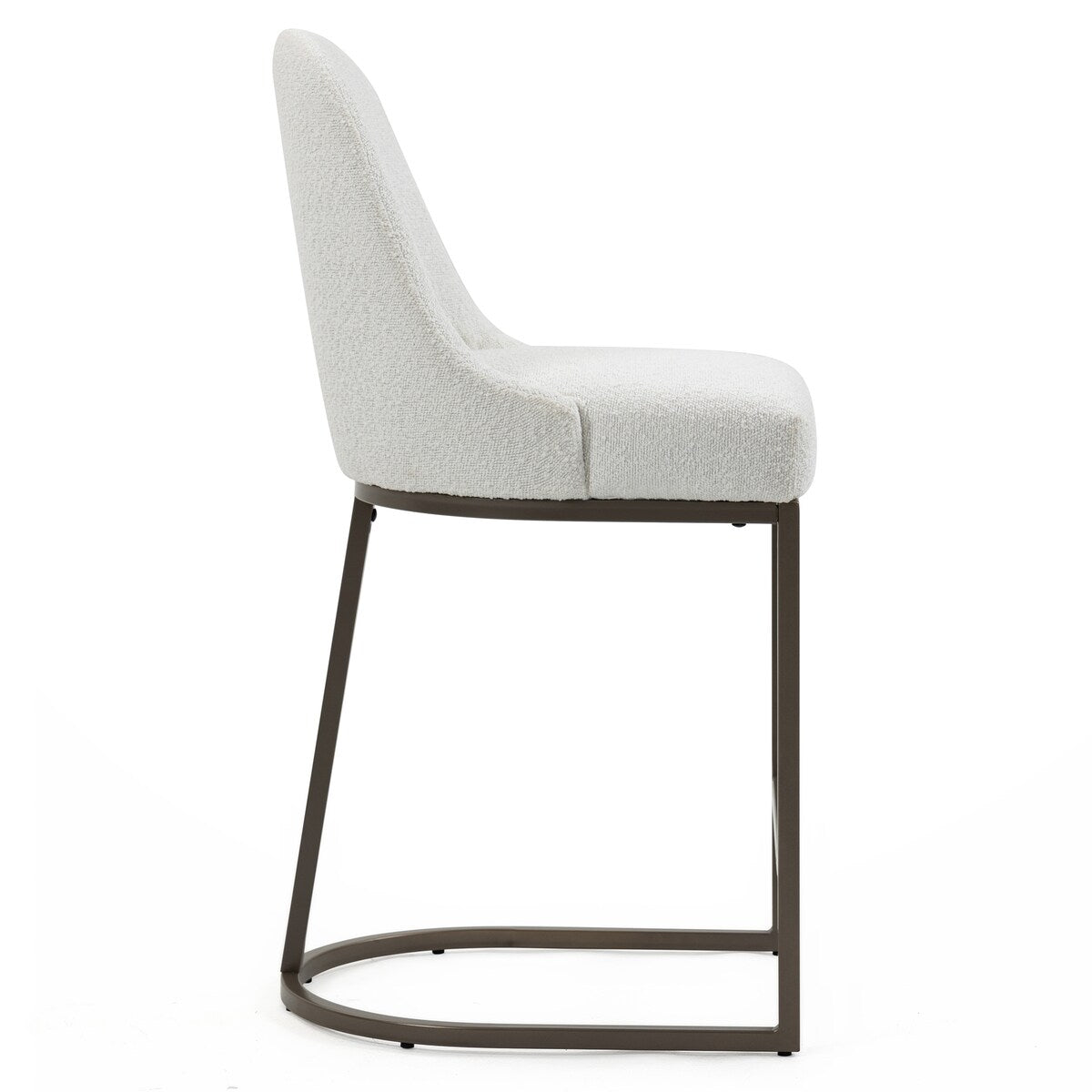 Set of 2 Ayane White Boucle Counter Stool with Iron Legs