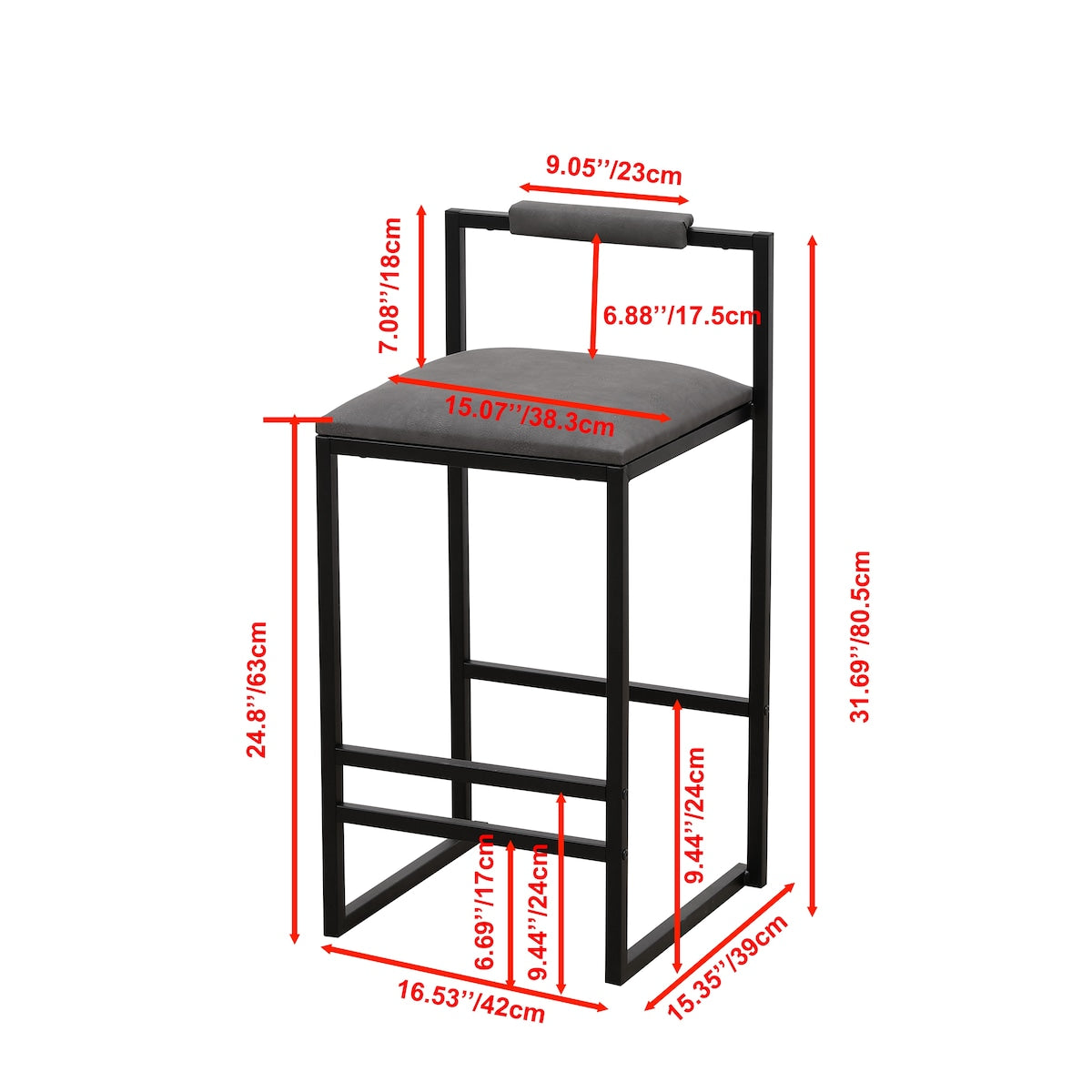 Set of 2 Bar Stools with Back Paper Rope Woven Counter Height Dining Chairs for Kitchen, Home
