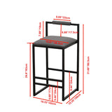 Set of 2 Bar Stools with Back Paper Rope Woven Counter Height Dining Chairs for Kitchen, Home