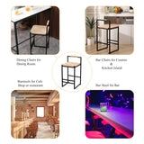 Set of 2 Bar Stools with Back Paper Rope Woven Counter Height Dining Chairs for Kitchen, Home
