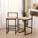 Set of 2 Bar Stools with Back Paper Rope Woven Counter Height Dining Chairs for Kitchen, Home