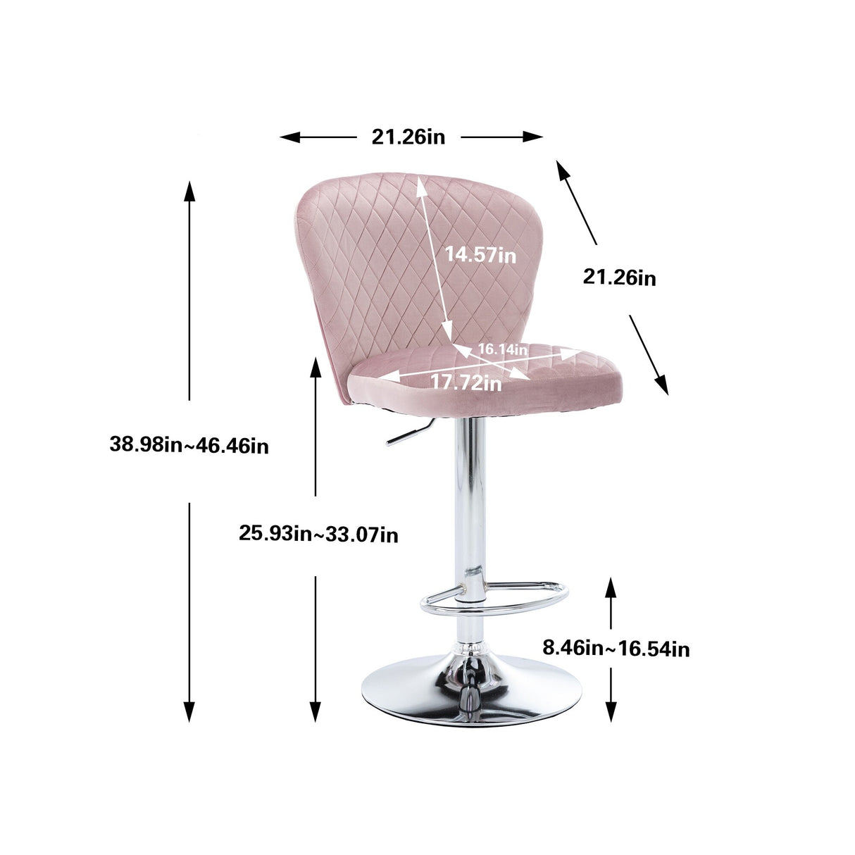 Set of 2 Bar Stools with Back and Footrest
