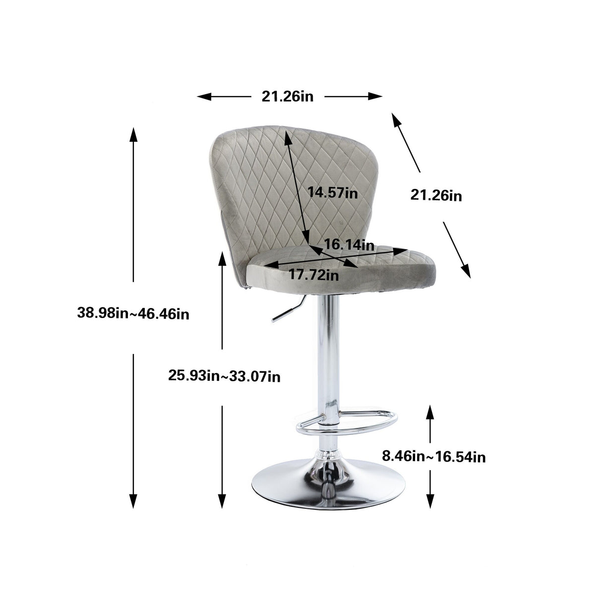 Set of 2 Bar Stools with Back and Footrest