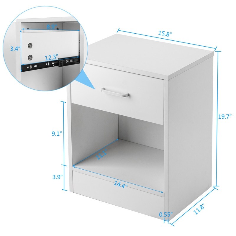 1-drawer Contemporary Bedside Storage Nightstands (Set of 2)
