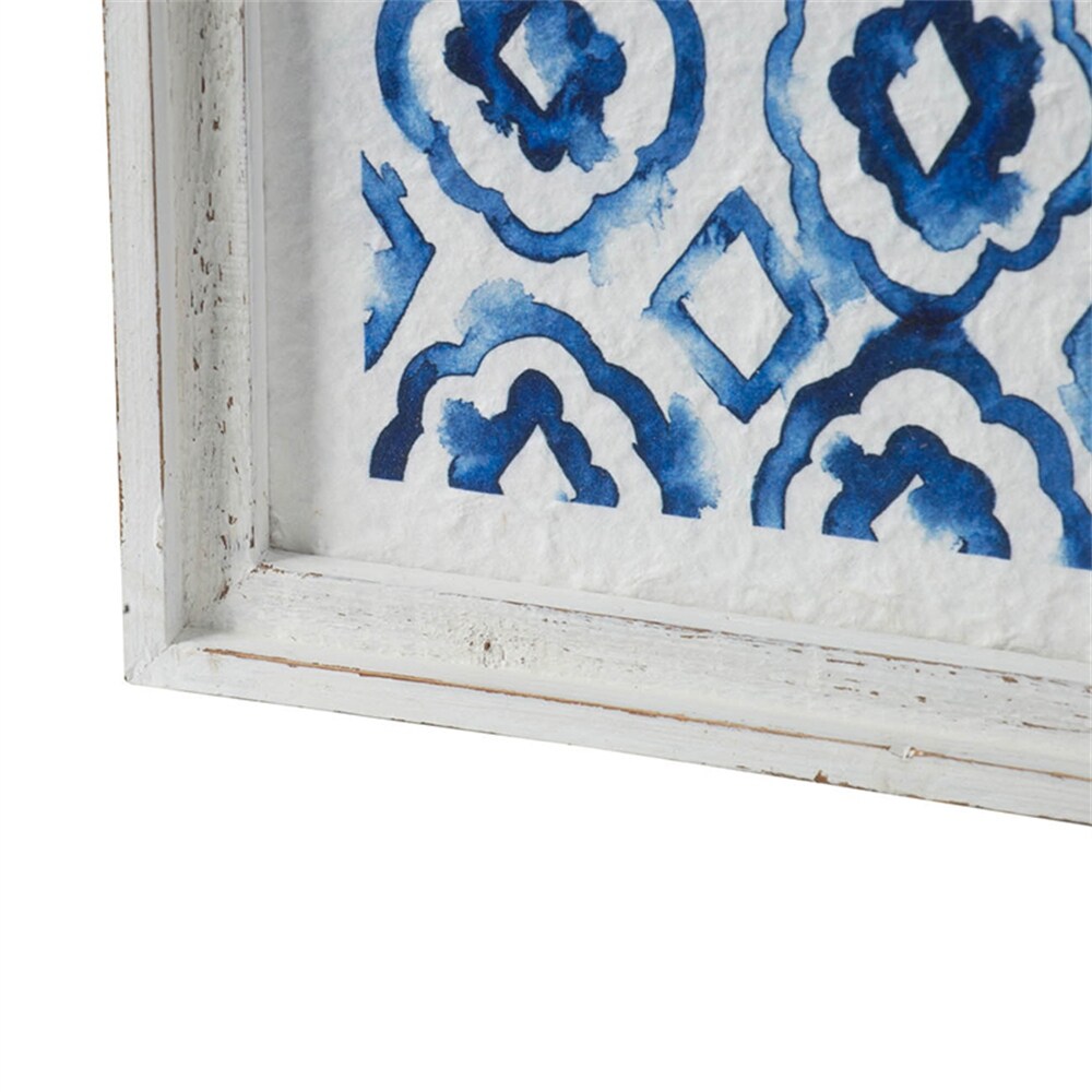Set of 2 Blue and White Hanging Sculptures, Modern Wall Art Decor