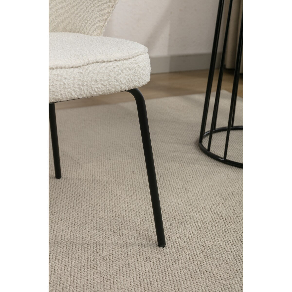 Set of 2 Boucle Fabric Dining Chairs With Metal Legs For Living Room