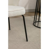 Set of 2 Boucle Fabric Dining Chairs With Metal Legs For Living Room