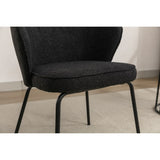 Set of 2 Boucle Fabric Dining Chairs With Metal Legs For Living Room