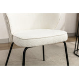 Set of 2 Boucle Fabric Dining Chairs With Metal Legs For Living Room