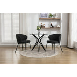 Set of 2 Boucle Fabric Dining Chairs With Metal Legs For Living Room