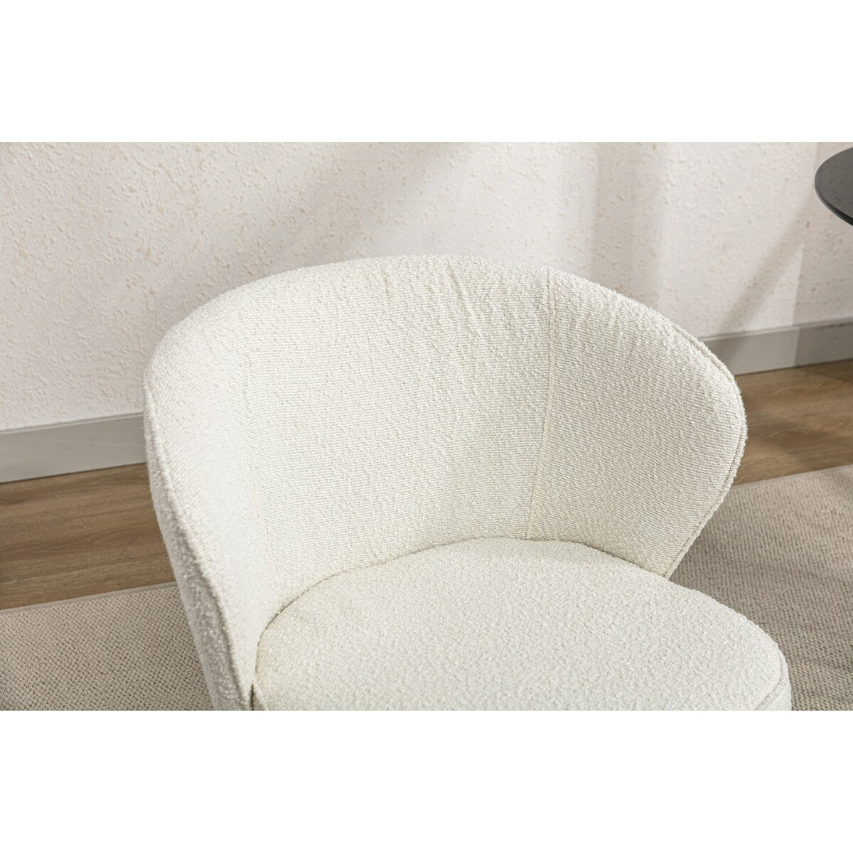 Set of 2 Boucle Fabric Dining Chairs With Metal Legs For Living Room
