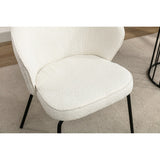 Set of 2 Boucle Fabric Dining Chairs With Metal Legs For Living Room