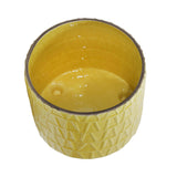 Set of 2 Ceramic Footed Etched Planter 10, 12", Yellow 11"H - 12.0" x 12.0" x 11.0"