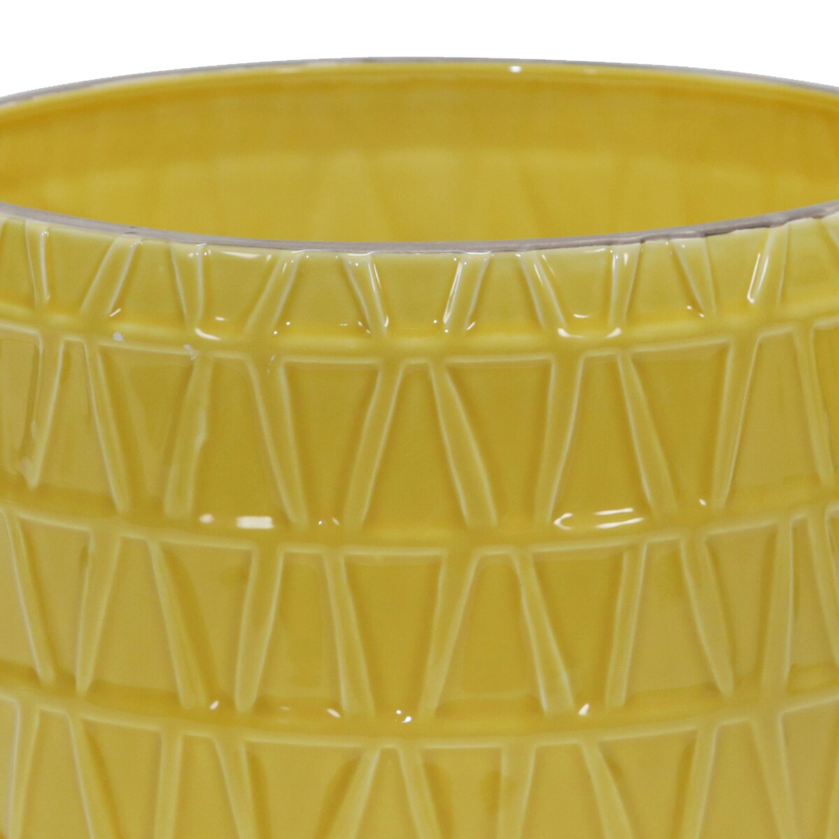 Set of 2 Ceramic Footed Etched Planter 10, 12", Yellow 11"H - 12.0" x 12.0" x 11.0"