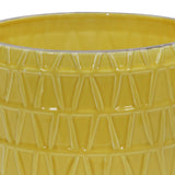 Set of 2 Ceramic Footed Etched Planter 10, 12", Yellow 11"H - 12.0" x 12.0" x 11.0"