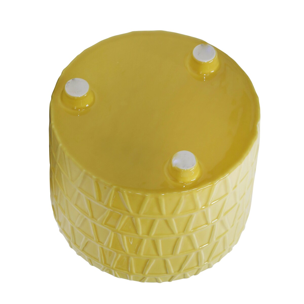 Set of 2 Ceramic Footed Etched Planter 10, 12", Yellow 11"H - 12.0" x 12.0" x 11.0"