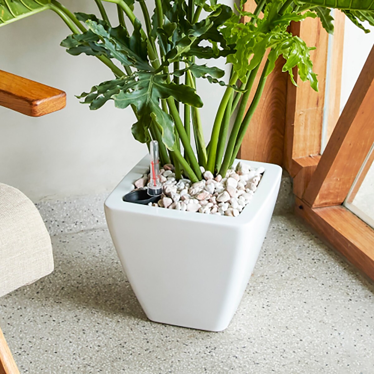 Set of 2 Clay Square Automatic Watering Planter Pots