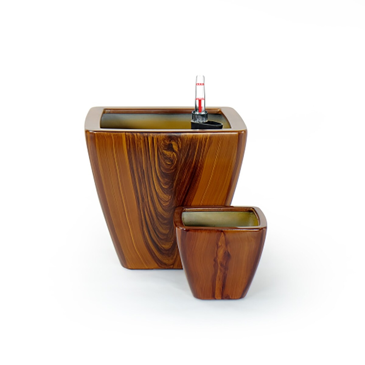 Set of 2 Clay Square Automatic Watering Planter Pots