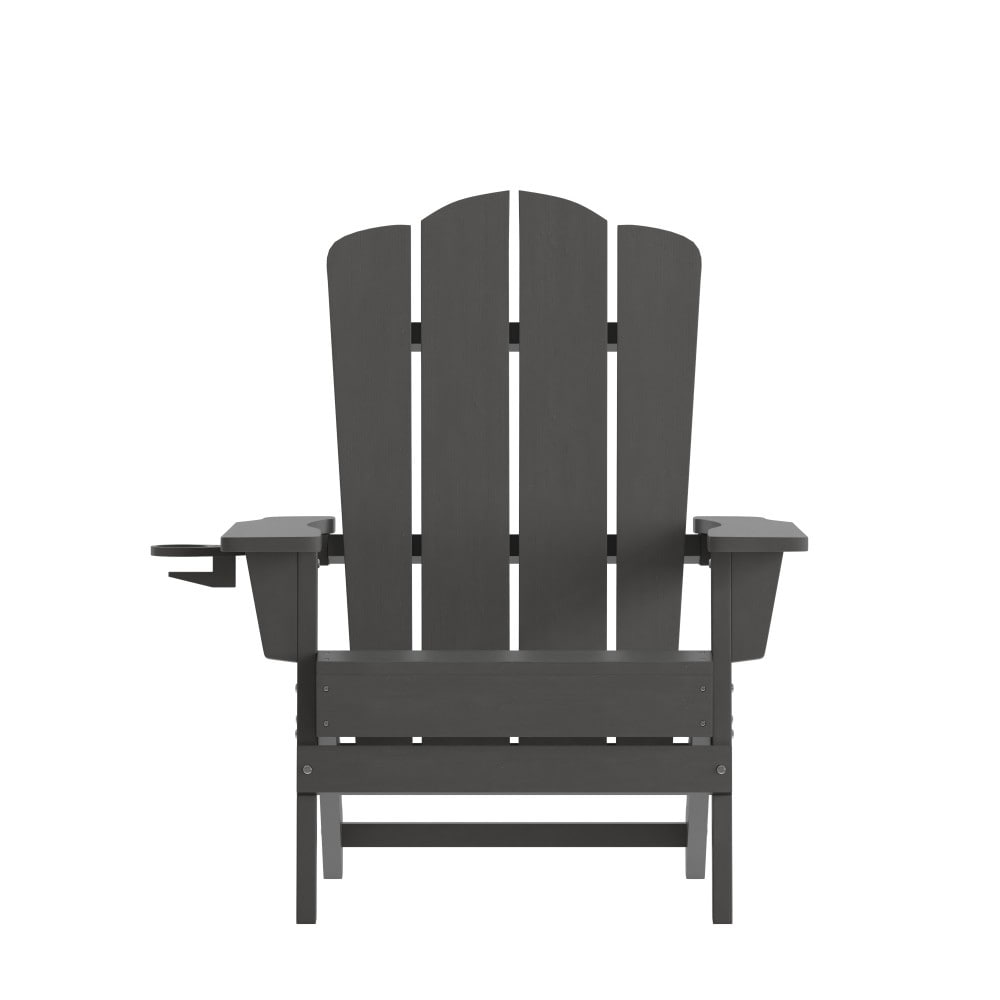 Set of 2 Commercial All-Weather Adirondack Chairs with Cupholders