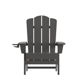 Set of 2 Commercial All-Weather Adirondack Chairs with Cupholders