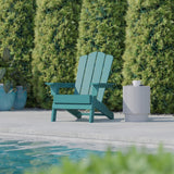 Set of 2 Commercial All-Weather Adirondack Chairs with Cupholders