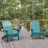 Set of 2 Commercial All-Weather Adirondack Chairs with Cupholders